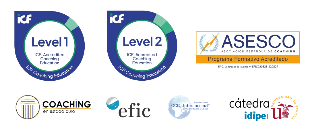 Acreditaciones EFIC: ICF Level 1 y Level 2, ASESCO, Cátedra Universidad de Sevilla y Coaching en Estado Puro